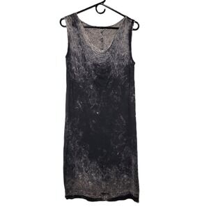 Beau Jours Womens Sleeveless V Neck Dress Size XS Black Gray Tie Dye Made in USA